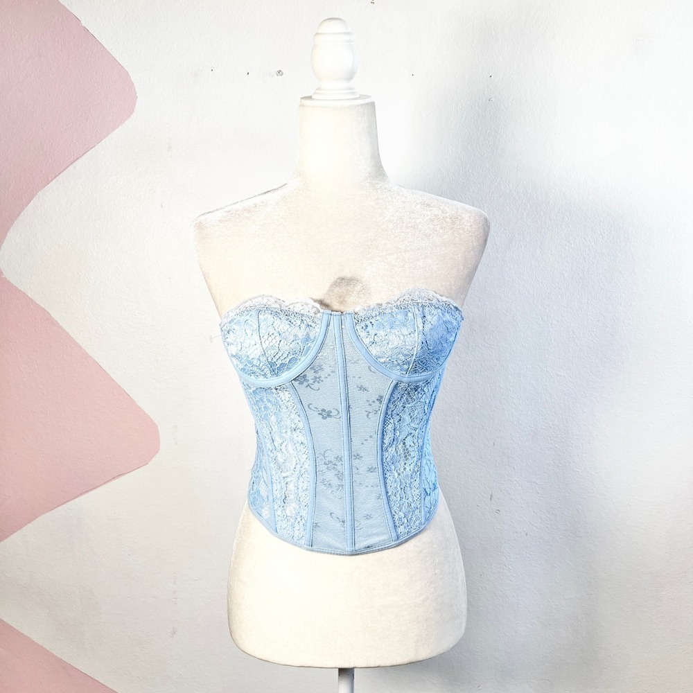 Blue Lace Corset Bustier Coachella‎ Festival Rave Small